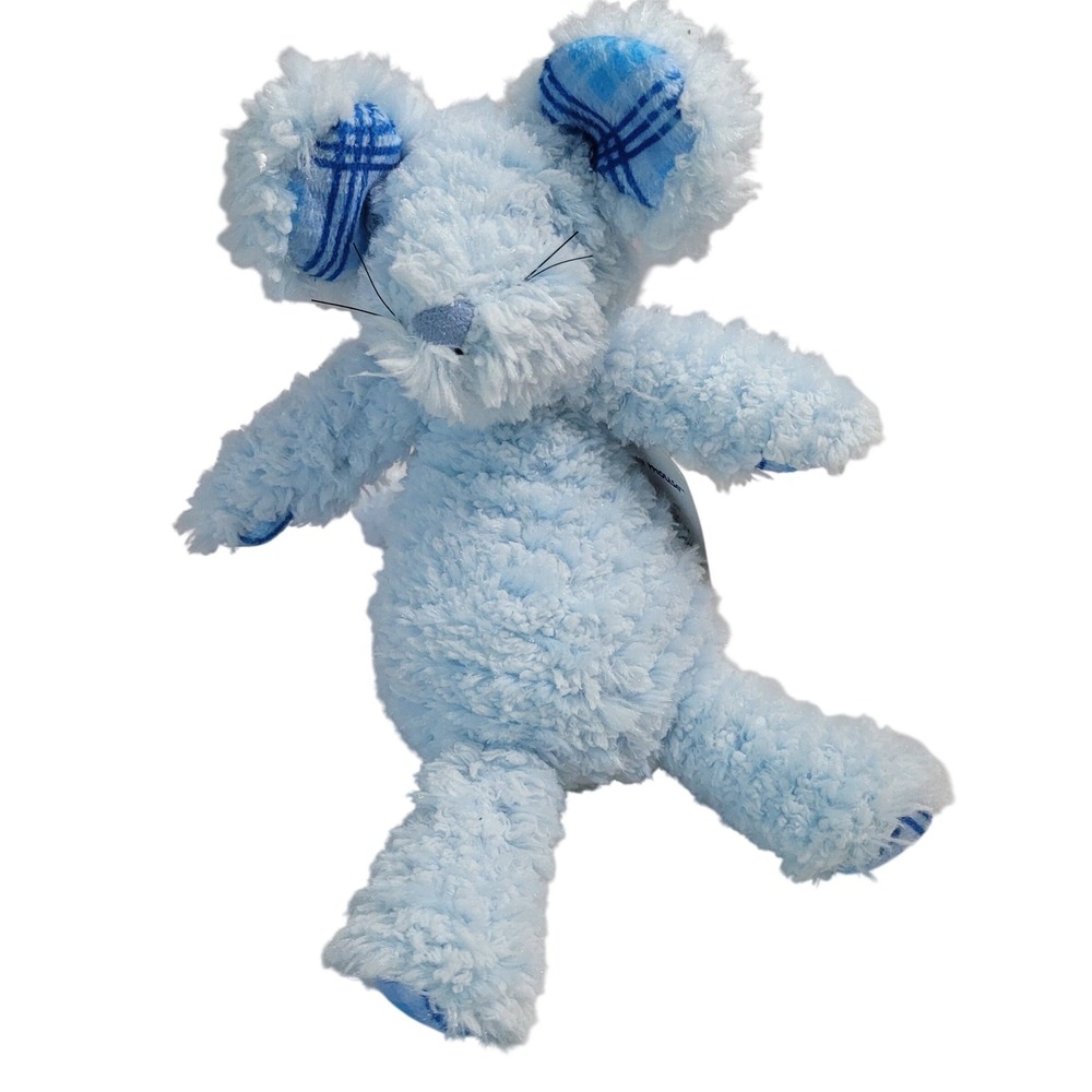 Manhattan Toy Snugglees Little Mouse Plush Blue Plaid New NWT 9" Shaggy 148490